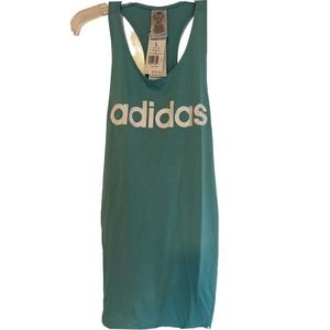 NEW WITH TAGS Adidas Womens Logo Tank Racerback 100% Cotton Turquoise Size LARGE